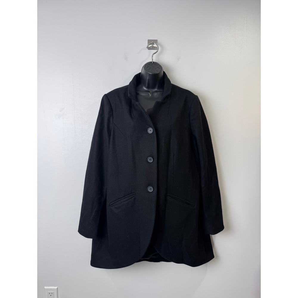 Universal Standard Women Black Wool Blend Stand Collar Coat Small (US 14-16)
